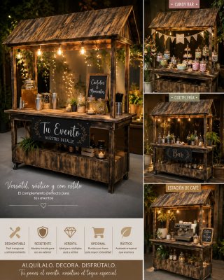 Candy Bar Rústico para Eventos Alquiler