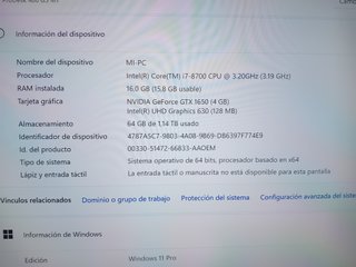 PC Gaming HP i7 8700 GTX 1650