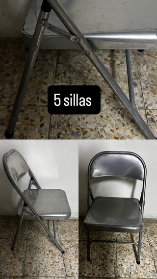 Lote 5 sillas plegables metálicas resistentes