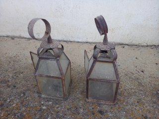 2 Faroles Antiguos Metálicos
