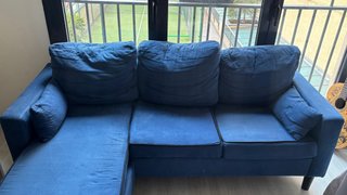Divano modulare blu navy + pouf