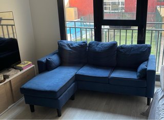 Divano modulare blu navy + pouf
