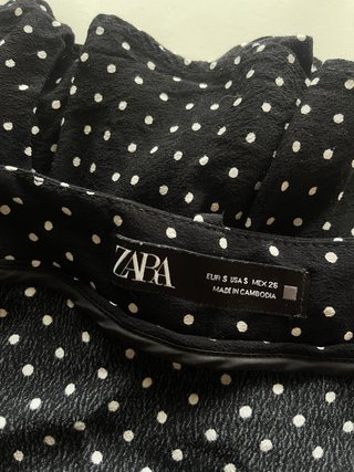 Zara falda pantalon volante negro lunares talla S