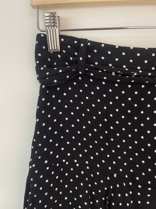 Zara falda pantalon volante negro lunares talla S