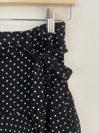 Zara falda pantalon volante negro lunares talla S