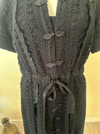Vestido elegante crochet negro