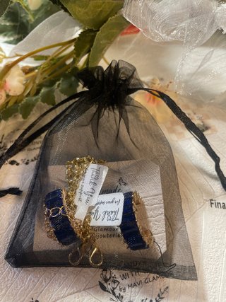 Conjunto: Collar pulsera y Pendientes Piedras azul