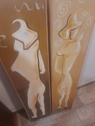 Coppia di quadri ad olio su legno