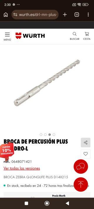 Brocas percusión NUEVAS wurth zebra long duration