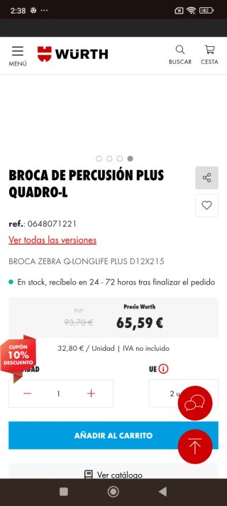 Brocas percusión NUEVAS wurth zebra long duration