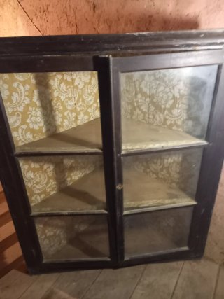Vitrina Esquinera Antigua Vintage Madera Cristal