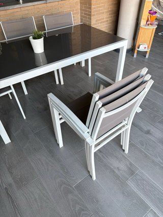Mesa y 6 Sillas Exterior Cristal Leroy Merlin