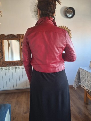 Cazadora cuero roja