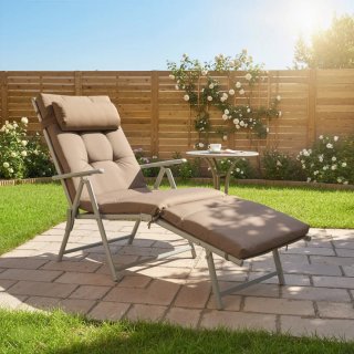 Tumbona Plegable Jardín Beige/Gris