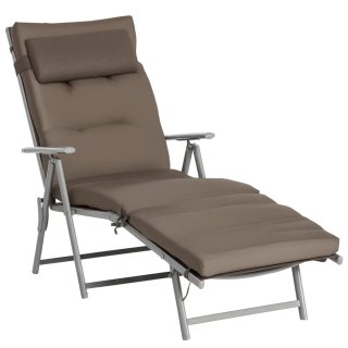 Tumbona Plegable Jardín Beige/Gris