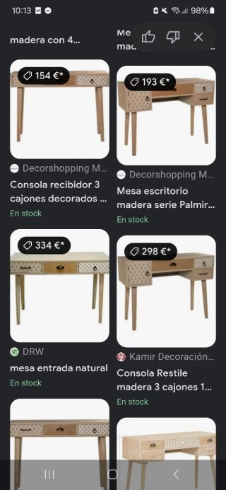 Mesa de tocador de madera y metal