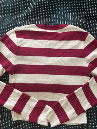 Zara Top Rayas Marrón y Beige Corto
