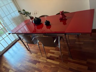 Mesa comedor cristal 1,60cm hasta 2,40cm + 4sillas