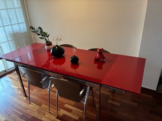 Mesa comedor cristal 1,60cm hasta 2,40cm + 4sillas