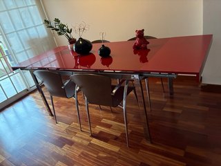 Mesa comedor cristal 1,60cm hasta 2,40cm + 4sillas