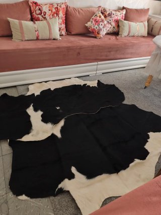 Alfombra Piel Vaca Negra y Blanca