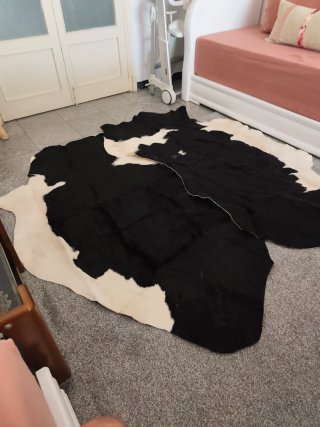 Alfombra Piel Vaca Negra y Blanca