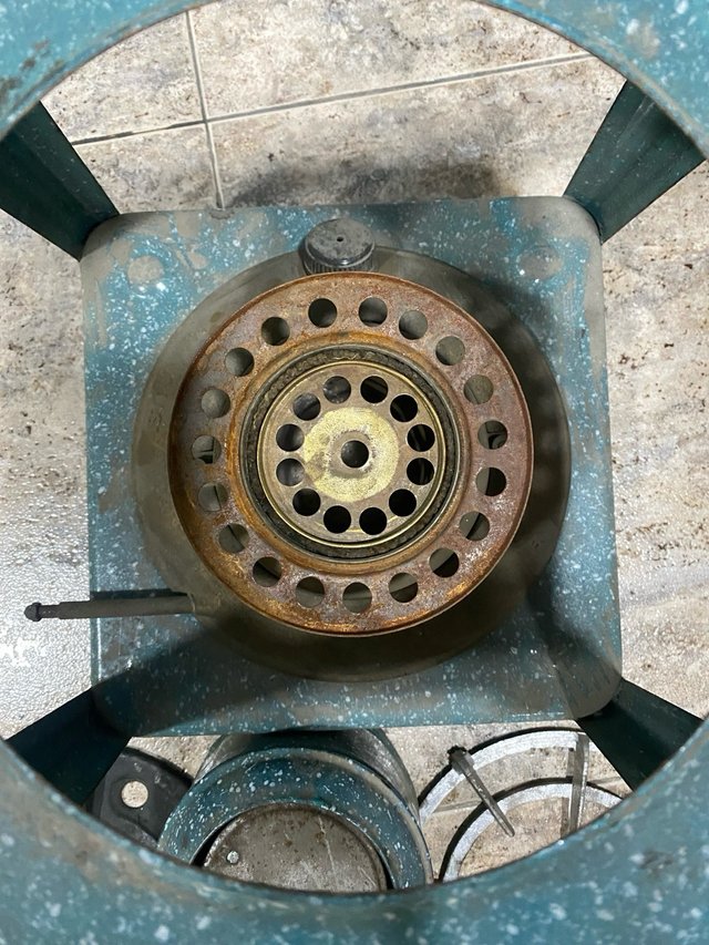 Hornillo quemador azul con soporte