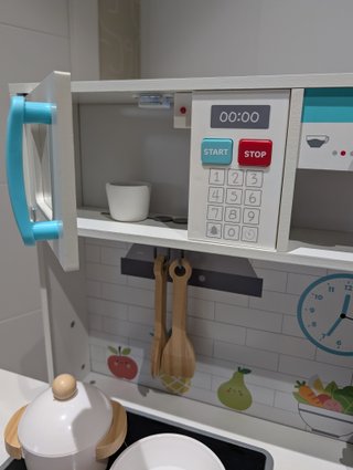 Cocinita madera infantil + set comida juguete