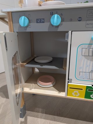 Cocinita madera infantil + set comida juguete