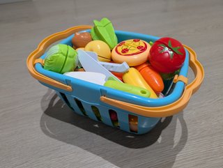 Cocinita madera infantil + set comida juguete