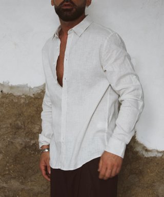 Camicia Lino Bianca Uomo