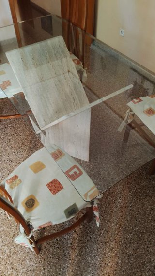 Mesa de comedor cristal y mármol
