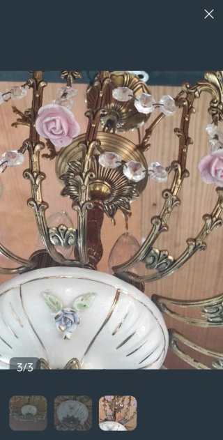 Lámpara Vintage Porcelana y Bronce