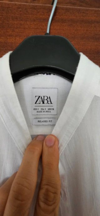 Camisa Lino Zara Blanca Manga Larga
