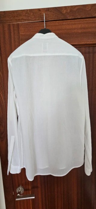 Camisa Lino Zara Blanca Manga Larga