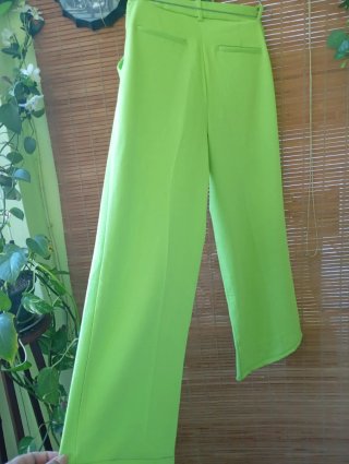 Pantalón ancho verde mujer