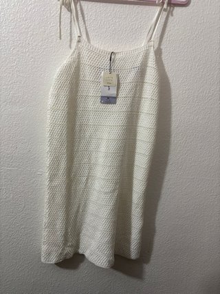 Vestido blanco corto tejido talla M