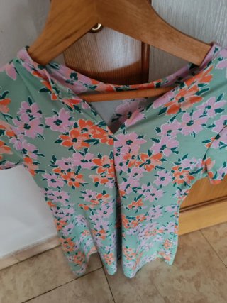 Vestido estampado floral verde talla única
