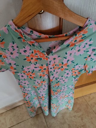 Vestido estampado floral verde talla única