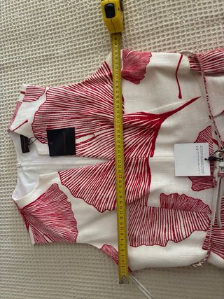 Vestido Adolfo Dominguez Estampado Hojas Rojo NUEV