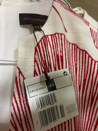 Vestido Adolfo Dominguez Estampado Hojas Rojo NUEV