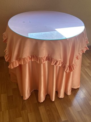 Mesa camilla redonda cristal y satén