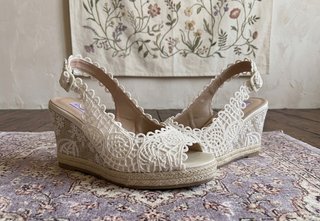 Sandalias Cuña Encaje Novia Ibicencas Talla 38