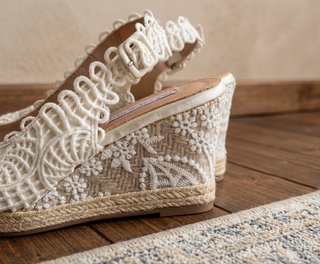 Sandalias Cuña Encaje Novia Ibicencas Talla 38