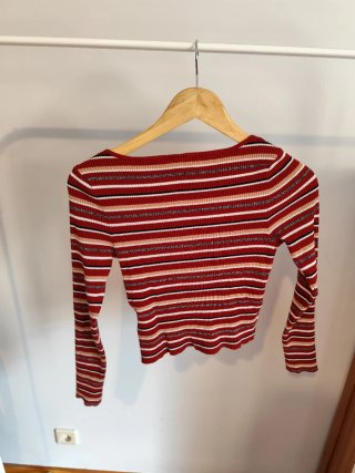 Camiseta crop rayas manga larga