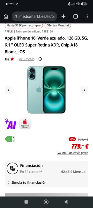 iPhone 16 128GB Precintado