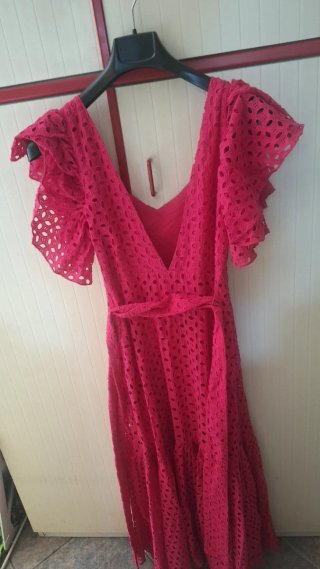 Abito rosso midi pizzo