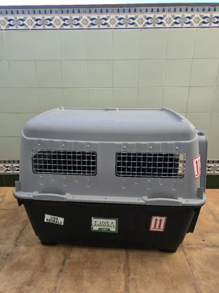 Transportín perro grande gris y negro