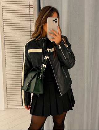 Chaqueta Biker Negra y Verde