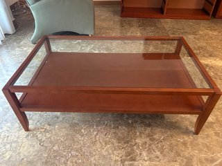Mesa de centro madera maciza  y cristal